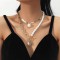Stackable Pearl Stitching Chain Pendant Necklace