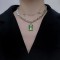 Retro Double Chain Green Crystal Necklace