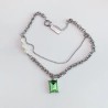 Retro Double Chain Green Crystal Necklace