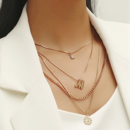 Personalized Star Crystal Sun Multilayer Necklace