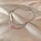 Double Layer Loving Heart Pink Crystal Pendant Necklace