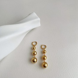 women's tassel long metal ball earrings