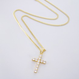 Crystal Cross Pendant Chain Necklace