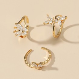 Marquise Crystal butterfly open ring women's three-piece set