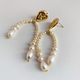 pearl metal earrings