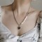 Loving Heart Pearl Stitching Metal Chain Necklace for Women