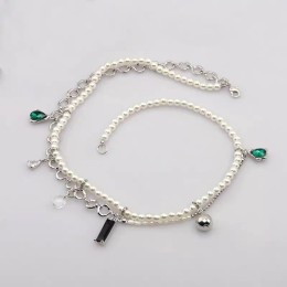 Mixed Color Crystal Double Layer Pearl Chain Necklace