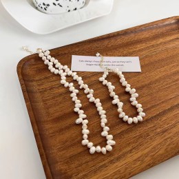 Pearl Beaded Irregular Necklace and Bracelet