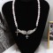 Colored Pearls Stackable Cross and Wing Pendant Necklace
