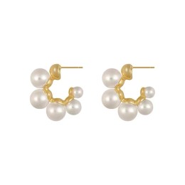 Elegant C Shape Pearls Earring
