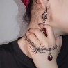 Red Crystal Stitching Metal Chain Spider Necklace (Earring)