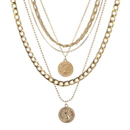 Vintage Multilayer Round Coin Pendant Necklace