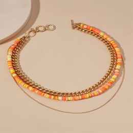 Stackable Multi-layer Colored Soft Pottery Necklace