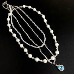 Stackable Pear Blue Crystal Necklace for Women