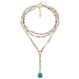 Stackable Colorful Bead Blue Crystal Pendant Necklace