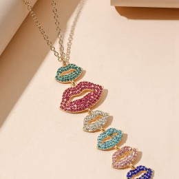Crystal Necklace Multicolor Love Lips Clavicle Chain
