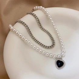 Stackable Pearl Crystal Pendant Necklace for Women