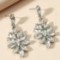Women's long earrings alloy flower-shaped colored rhinestones earrings