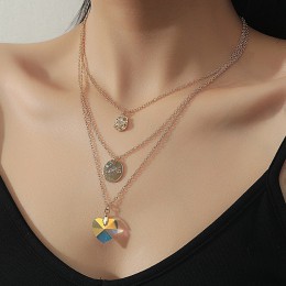 Retro double-sided turquoise letter multi-layered temperament necklace peach heart necklace