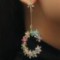 Flower Earrings Long C-shaped Earrings with Crystal