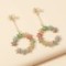 Flower Earrings Long C-shaped Earrings with Crystal