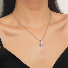 Full Crystal Ring Necklace Transparent Pendant