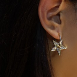 Crystal Crystal Pentagram Earrings