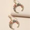Asymmetric Multicolored Stripe Buckle Curved Crescent Microset Crystal Drop Earrings
