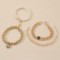 heart-shaped embossed copper lock imitation pearl lock 4 four-piece Bracelet set