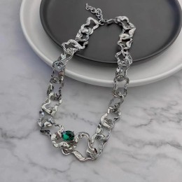 Green Crystal Chain Necklace
