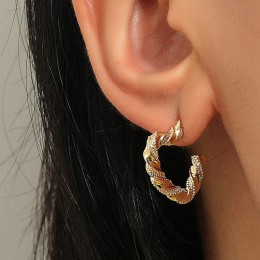 Earrings Metal Stitched Twist Micro-Crystal C-Shaped Individual Design Earrings